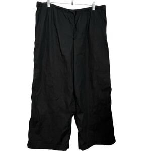 Athleta XL Black Linen Blend Wide Leg Pants Elastic Waist Pull on